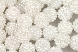 Plastové korálky voskované, perličková kulička 12 mm, 20 ks - perleťově bílá