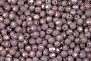 Broušené korálky ohňovky 4 mm, 40 ks/16 cm - fialový listr Vega na křídě