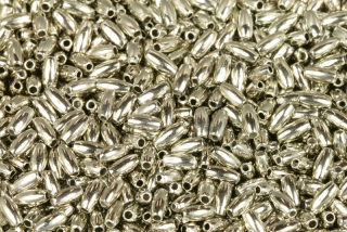Plastové korálky rýže 6x3 mm, 10 g (cca 300 ks) - platina