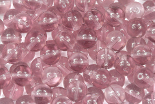 Mačkané korálky kuličky 8 mm, 20 ks/16 cm - transparentní světlá ametystově fialová