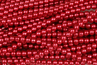 Voskované korálky kuličky 3 mm, 100 ks - červená lesklá