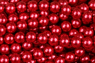 Voskované korálky kuličky 6 mm, 27 ks/16 cm - červená lesklá
