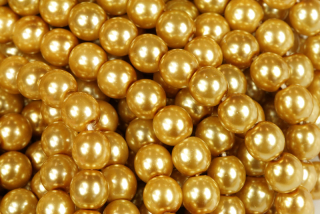 Voskované korálky kuličky 6 mm, 27 ks/16 cm - zlatá lesklá