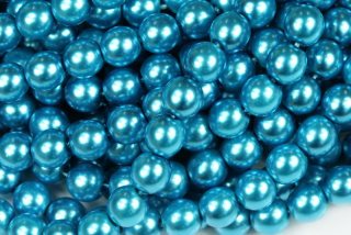 Voskované korálky kuličky 6 mm, 27 ks/16 cm - tyrkysově modrá lesklá