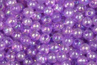Plastové korálky, kulička 6 mm, 50 ks - transp. fialová s duhovým povrchem