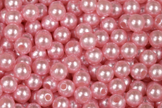 Plastové korálky voskované, imitace perel, kulička 6 mm, 50 ks - růžová (misty rose)