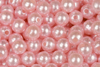 Plastové korálky voskované, imitace perel, kulička 8 mm, 30 ks - sladká růžová, baby pink