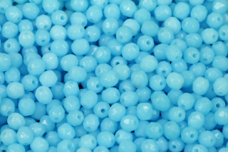 Broušené korálky ohňovky 4 mm, 40 ks/16 cm - sytá akvamarínově modrá