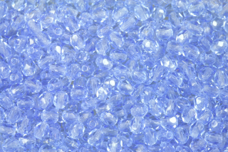 Broušené korálky ohňovky 4 mm, 40 ks/16 cm - transparentní safírově modrá