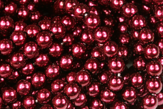 Voskované korálky kuličky 6 mm, 27 ks/16 cm - vínově červená, bordó, lesklá