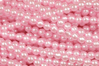 Voskované korálky kuličky 4 mm, 40 ks/16 cm - růžová, lesklá