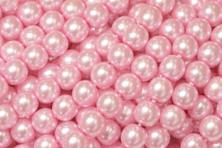 Voskované korálky kuličky 6 mm, 27 ks/16 cm - růžová, lesklá