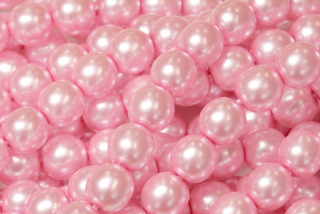 Voskované korálky kuličky 8 mm, 20 ks/16 cm - růžová, lesklá