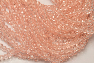 Broušené korálky slavík 3x2 mm, cca 145 ks na šňůře 36 cm - transparentní růžová