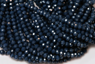 Broušené korálky slavík 3x2 mm, cca 145 ks na šňůře 36 cm - sytá petrolejově modrá