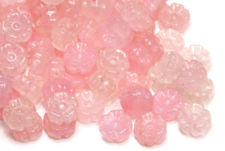 Mačkané korálky havajské kytičky 9 mm, 10 ks - růžový mix