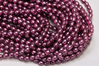 Voskované korálky olivy 4x3 mm, 1 šňůra/120 ks - ametystově fialová, semitransparent