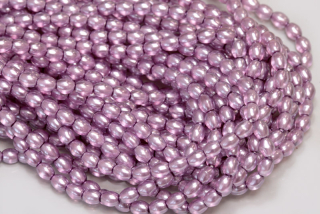 Voskované korálky olivy 4x3 mm, 1 šňůra/120 ks - fialová, semitransparent