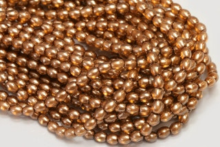 Voskované korálky olivy 4x3 mm, 1 šňůra/120 ks - hnědá, semitransparent