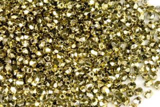 Broušené korálky ohňovky 3 mm, 100 ks - zlatý celopokov na krystalu