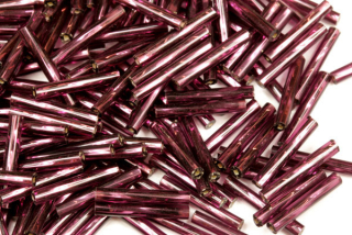 PRECIOSA Bugles-SH, stáčené čípky 8,9" (20 mm), 50 ks - fialový ametyst, stříbrný průtah