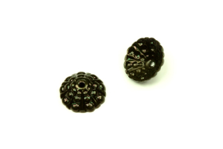 Kaplík koncový vroubkovaný 11x4,5 mm, galva černý zinek, 2 ks (ČR)