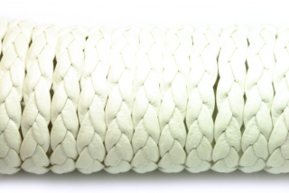 PU koženkový řemínek splétaný, šířka 5 mm, 1 m - bílý