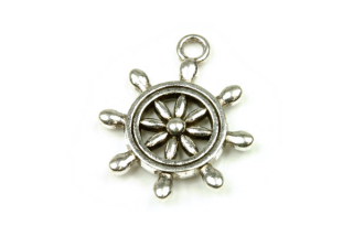 Kovový přívěsek kormidlo 23x19 mm, galva platina/starostříbro, 1 ks