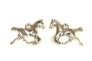 Kovový přívěsek běžící kůň 22x16 mm, galva platina/starostříbro, 1 ks