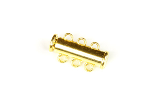 Magnetické zasunovací zapínání 3-řadé, 20x10 mm vč. oček, galva zlatá, 1 ks