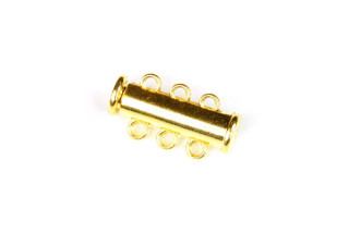 Magnetické zasunovací zapínání 3-řadé, 20x10 mm vč. oček, galva zlatá, 1 ks