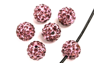 Šatonová kulička 10 mm, 1 ks - světle fialová + fialové šatony (light amethyst)