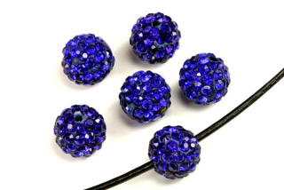 Šatonová kulička 10 mm, 1 ks - tmavě modrá + modré šatony (cobalt)