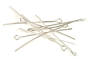 Ketlovací (očkové) jehly 35 mm, galva stříbro, 20 ks