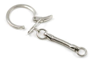 Klíčová karabina s řetízkem na přívěsek 63x23 mm, 1 ks - platina