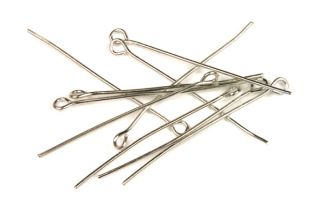 Ketlovací (očkové) jehly 40 mm, galva platina, 20 ks