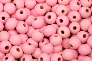 Dřevěné korálky lakované, kulička 8 mm, 10 g (65-70 ks) - světle růžová