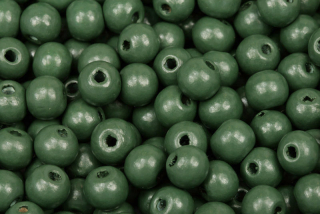 Dřevěné korálky lakované, kulička 8 mm, 10 g (60-65 ks) - tmavě khaki zelená