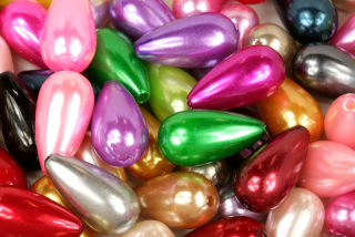 Plastové korálky voskované, imitace perel, kapka (hruška) 22x12 mm, 5 ks - barevný mix