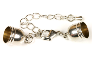 Kaplík koncový vlepovací 13x10 mm s prodlužovacím řetízkem a karabinkou, platina, 1 set