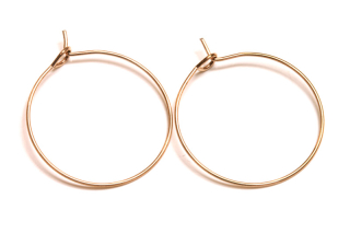 Náušnicové kruhy 25 mm, nerezová ocel AISI 304, barva růžové zlato, 1 pár
