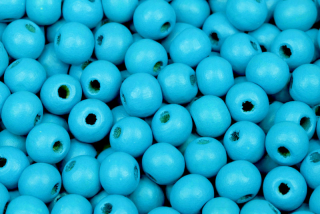 Dřevěné korálky lakované, kulička 8 mm, 10 g (60-65 ks) - tyrkysově modrá