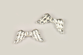 Kovové korálky andělská křídla 20x9 mm, galva stříbro, 1 ks