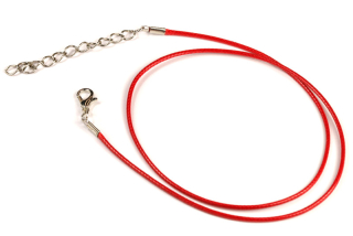 Polotovar náhrdelník - bavlněná šňůrka se zapínáním, délka 45+5 cm, 1 ks - červená