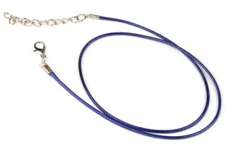 Polotovar náhrdelník - bavlněná šňůrka se zapínáním, délka 45+5 cm, 1 ks - modrá