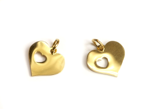 Přívěsek z nerezové oceli AISI 304, srdíčko 12 mm, barva zlatá, 1 ks