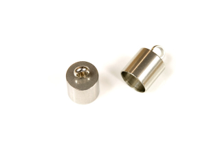 Kaplík koncový vlepovací s očkem 12x8 mm, vnitřní průměr 7 mm, nerezová ocel, 2 ks
