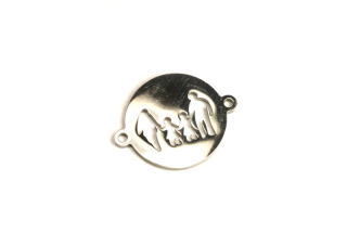 Mezidíl z nerezové oceli AISI 201, rodina výřez se 2 očky 20x15,5 mm, 1 ks