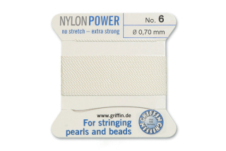 NylonPower (Griffin), stáčená nylon. šňůra s jehlou No.6 (0,7mm), 2m - bílá (white)