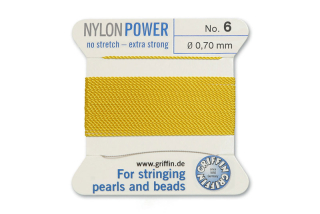 NylonPower (Griffin), stáčená nylon. šňůra s jehlou No.6 (0,7mm), 2m - žlutá (yellow)